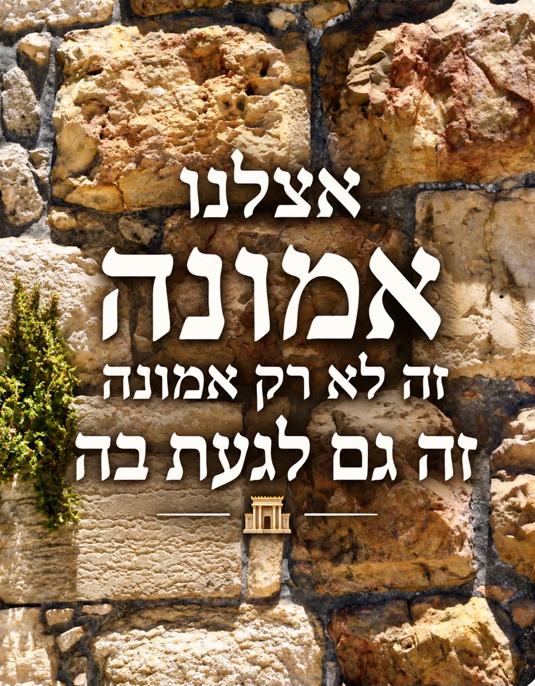 אצלנו אמונה, זה לא רק אמונה, זה גם לגעת בה. על רקע אבני הכותל המערבי